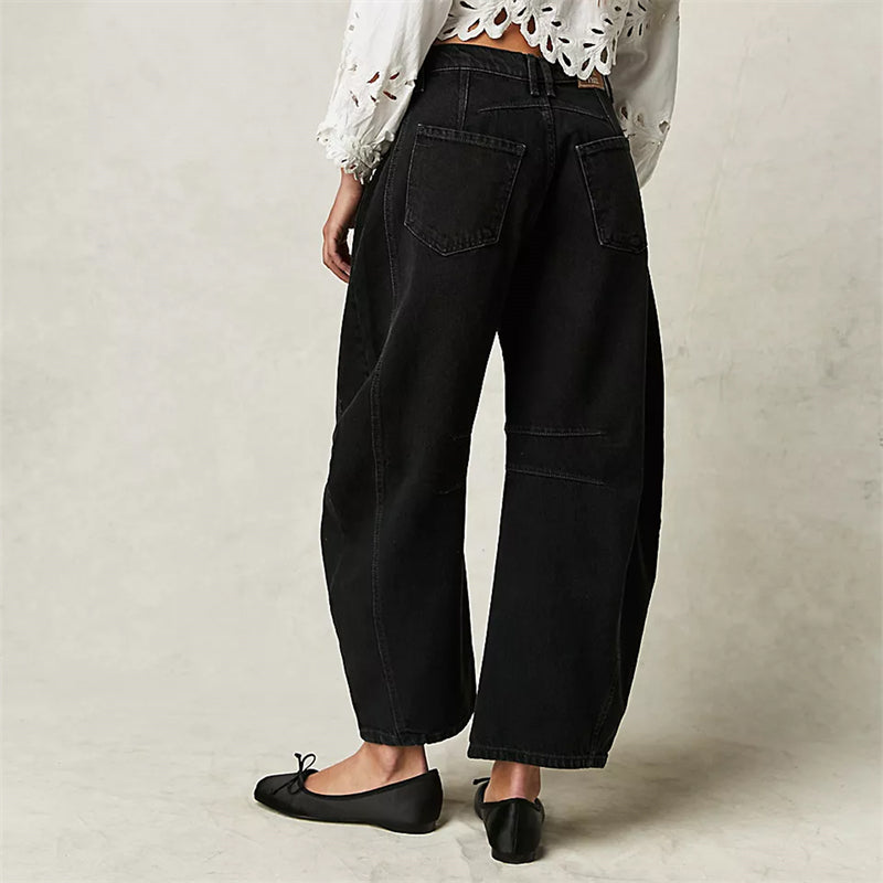 Women's High Waist Barrel Leg Jeans Relaxed Fit Denim