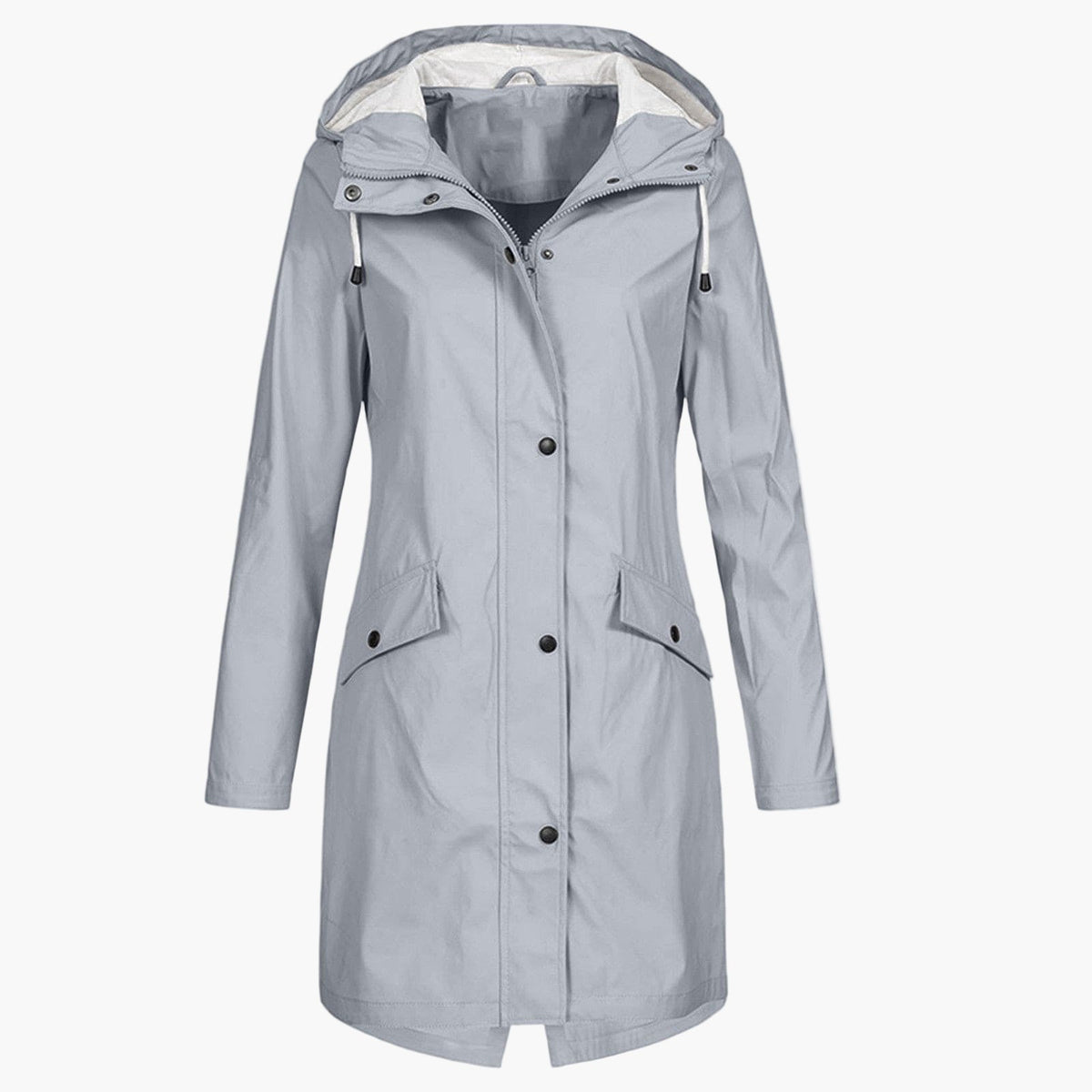 Women's Longline Hooded Zip-Front Raincoat