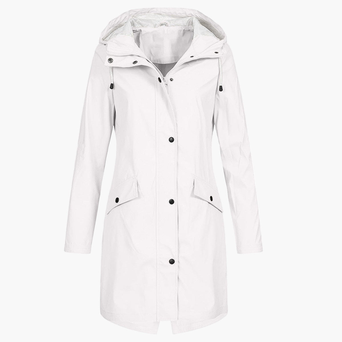 Women's Longline Hooded Zip-Front Raincoat