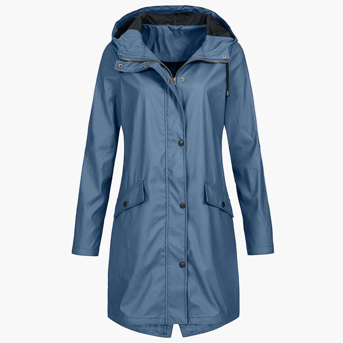 Women's Longline Hooded Zip-Front Raincoat