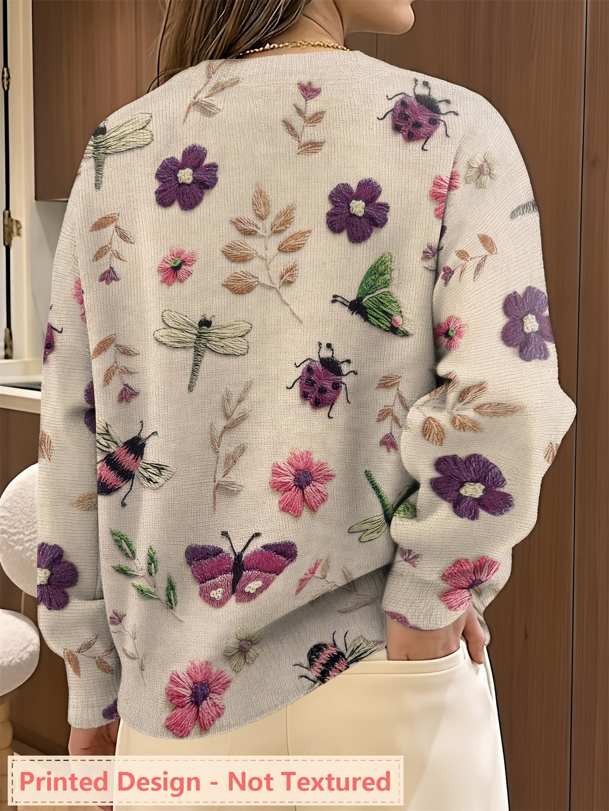 Iris | Women's Botanical-Print Crewneck Sweater