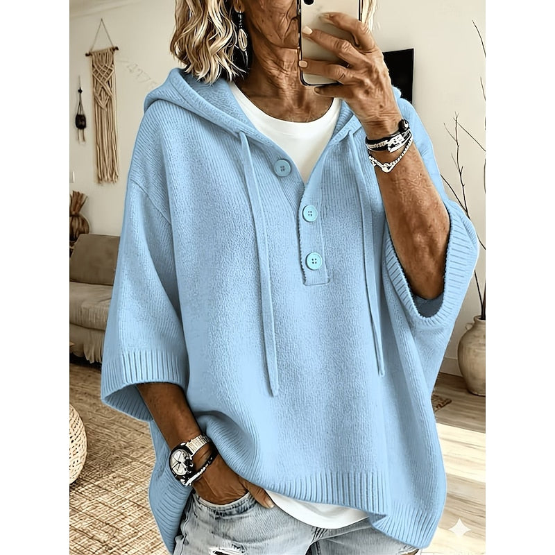 Mirabel hooded knit sweater - Sky Blue