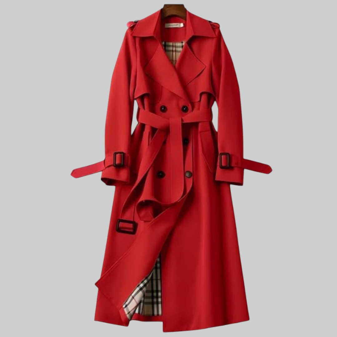 Karen | Women's Double-Breasted Belted Trench Coat with Notched Lapels and Cuff Straps