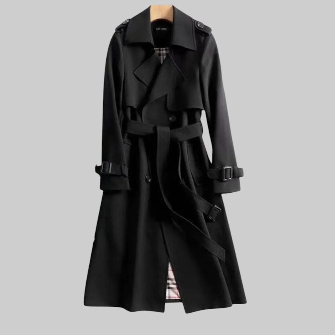 Karen | Women's Double-Breasted Belted Trench Coat with Notched Lapels and Cuff Straps