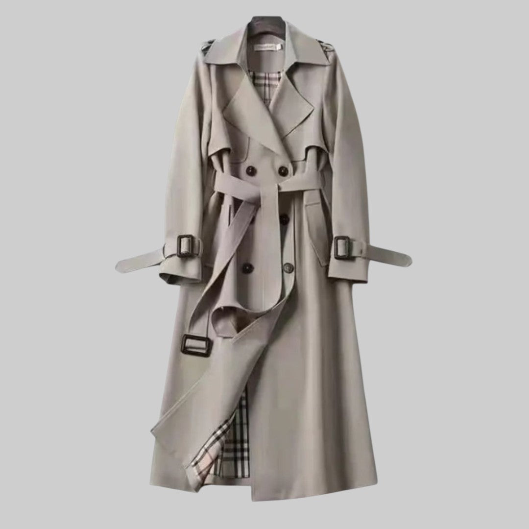 Karen | Women's Double-Breasted Belted Trench Coat with Notched Lapels and Cuff Straps