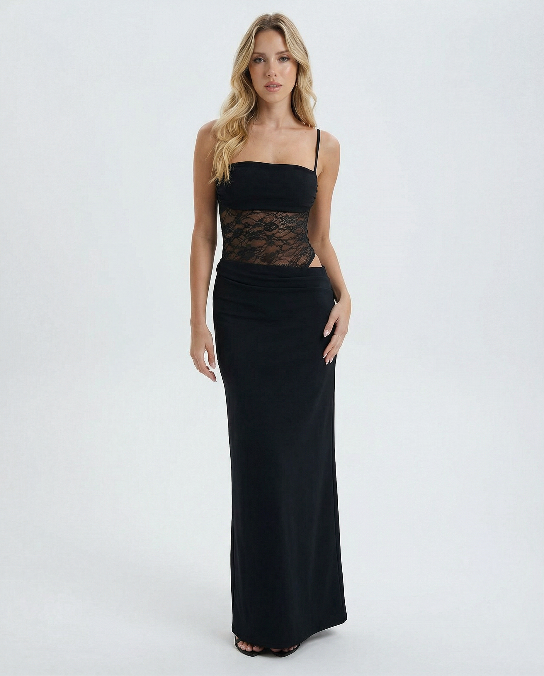 Selene | Lace Panel Maxi Dress