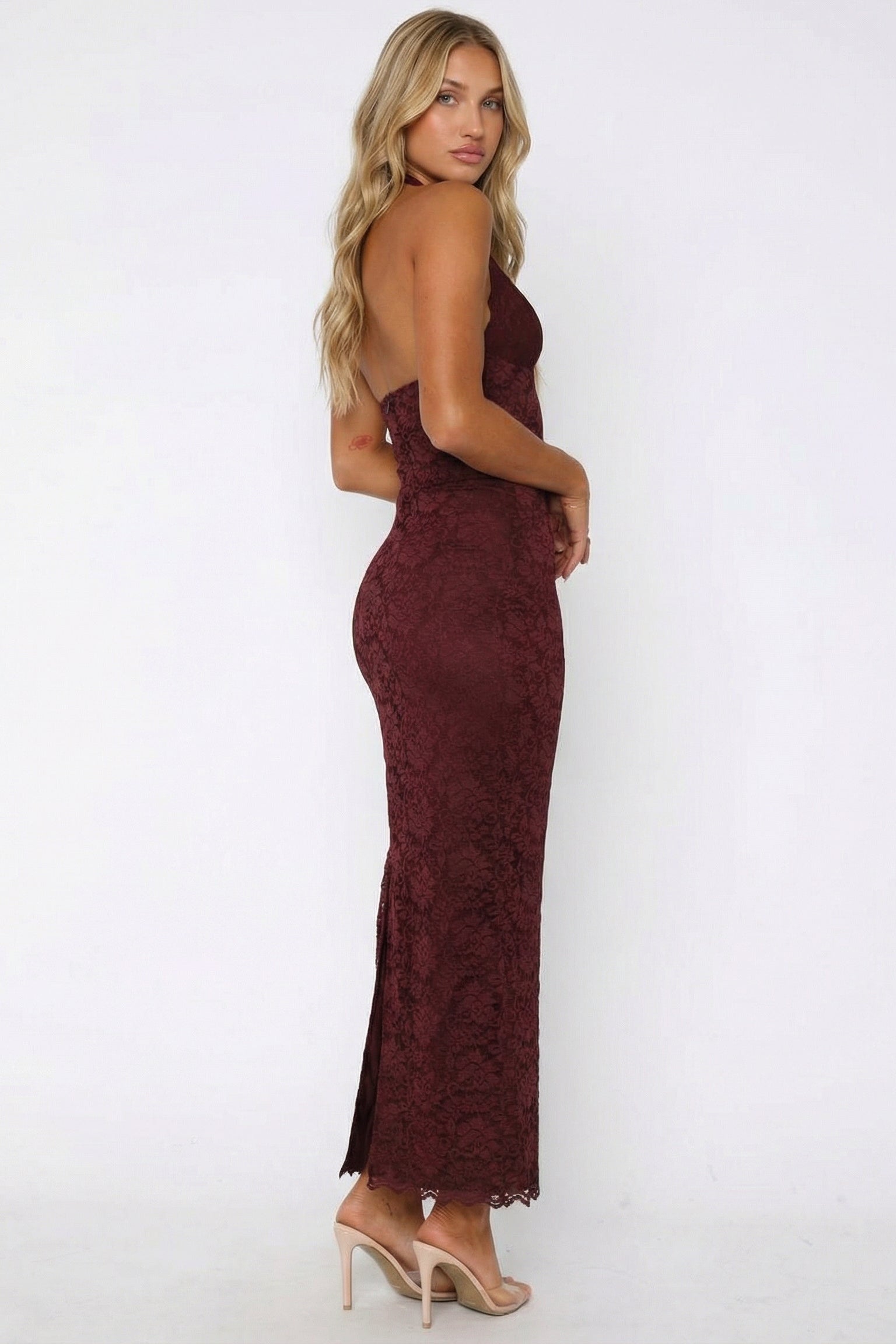 Isabella | Lace Halter Midi Dress