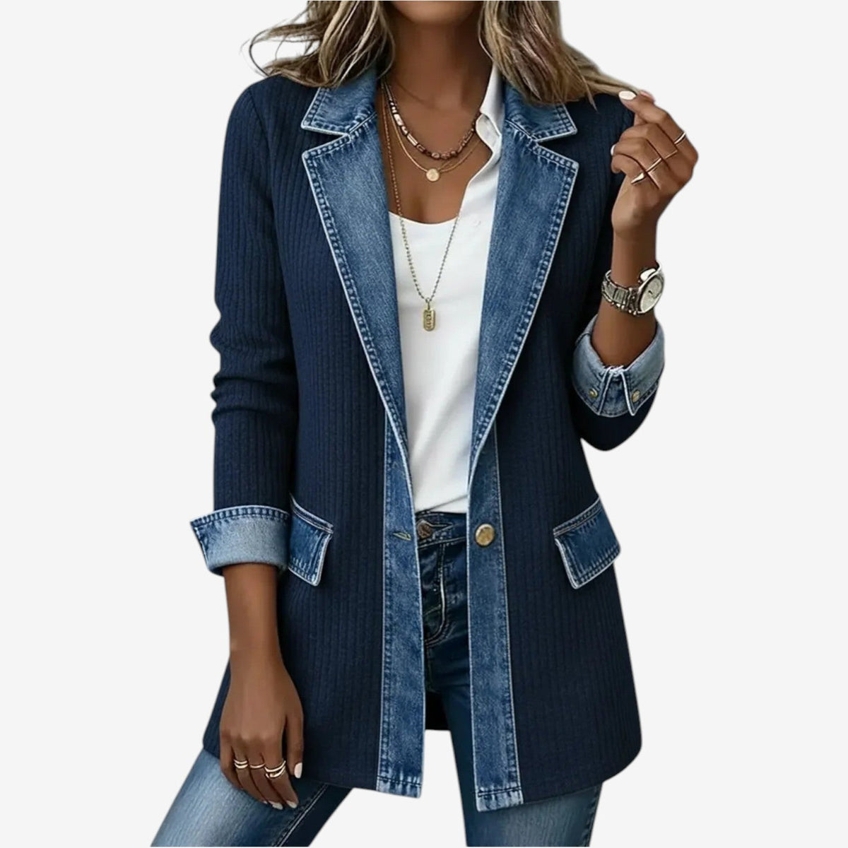 Josephine | Women's Textured Layered-Collar Button Jacket product photo