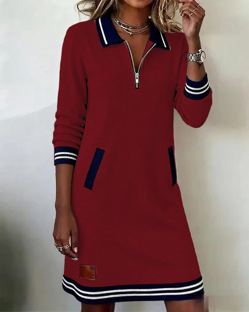 Louisa | Women's Long-Sleeve Zip-Front Collared Dress product photo