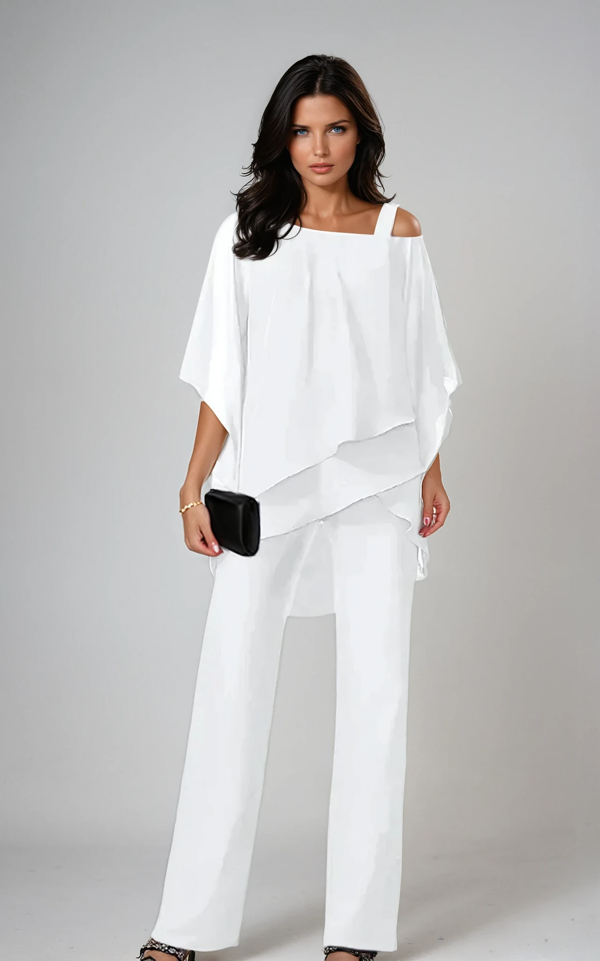 Marina | Women's Layered Top and Wide-Leg Pants Set original product view
