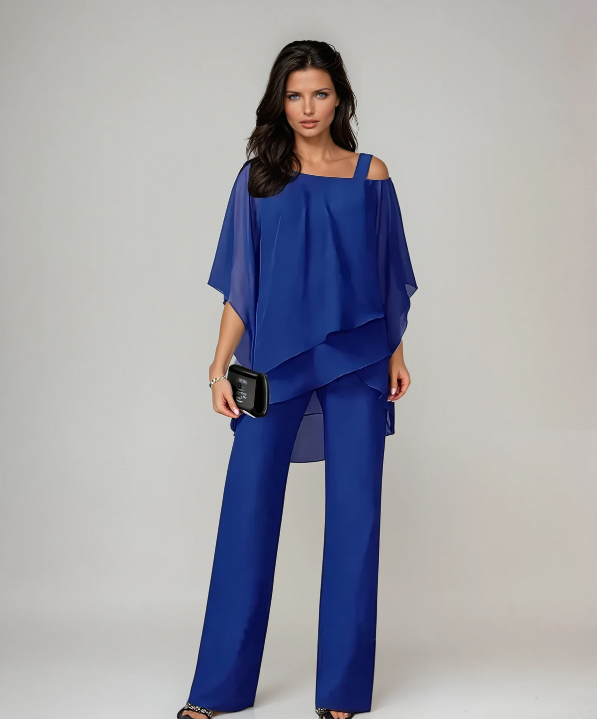 Marina | Women's Layered Top and Wide-Leg Pants Set original product view