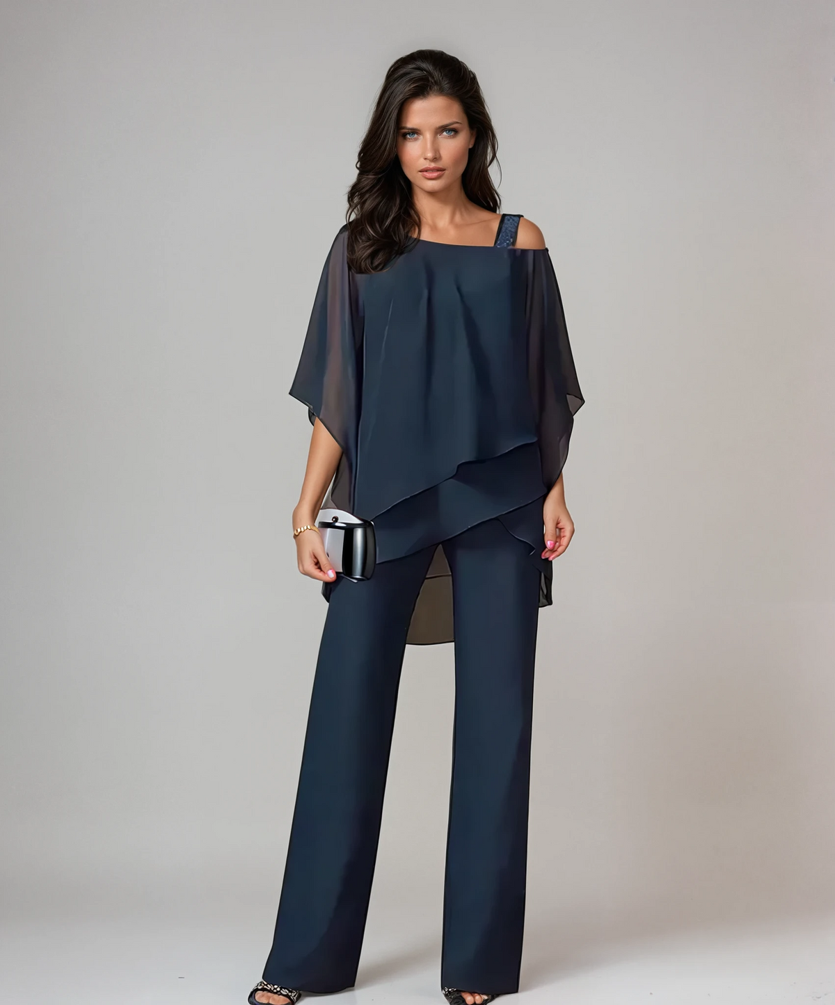 Marina | Women's Layered Top and Wide-Leg Pants Set original product view