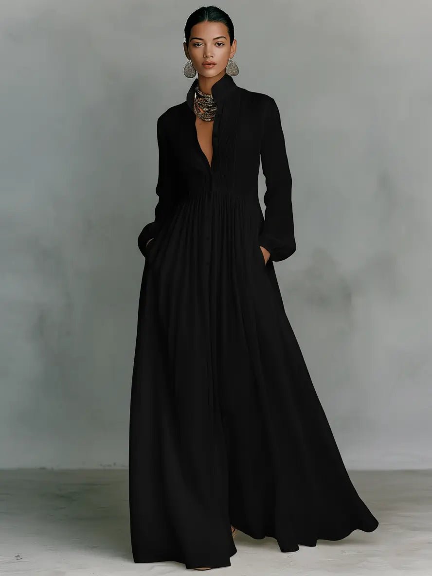 Lydia | Women's Stand-Collar Button-Front Maxi Dress original product photo 4