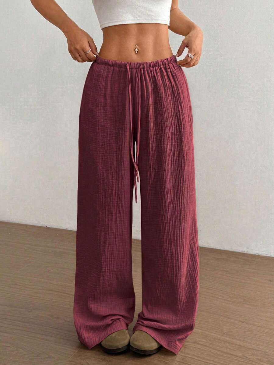 Women's Wide Leg Drawstring Casual Pants