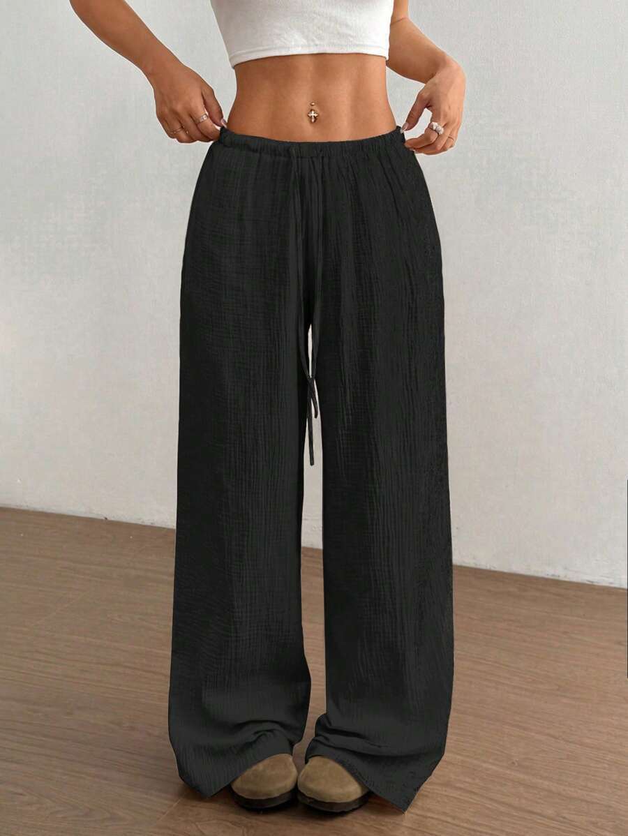 Women's Wide Leg Drawstring Casual Pants