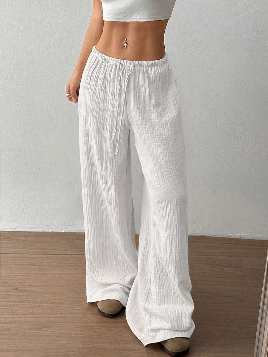 Women's Wide Leg Drawstring Casual Pants
