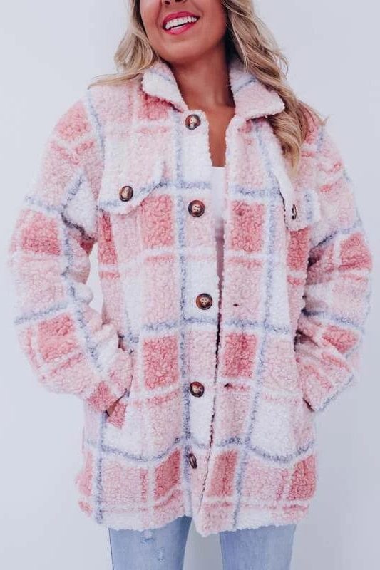 Sydney | Women's Checkered Button-Down Cardigan with Collar