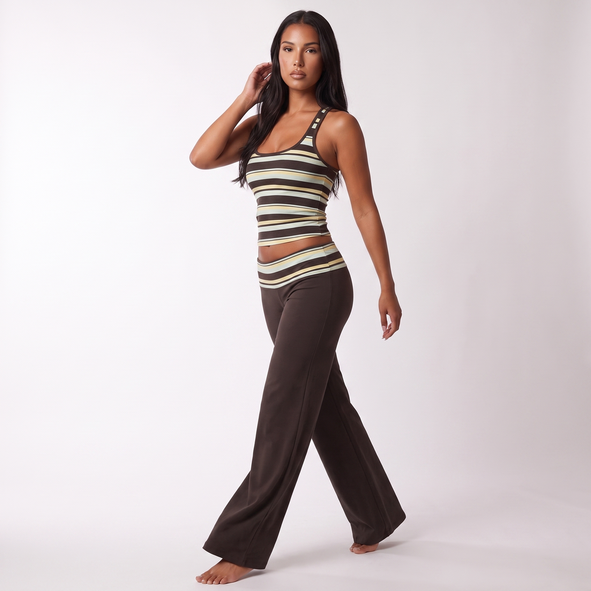 Brielle | Women's Striped Sleeveless Top & Wide-Leg Pants Set