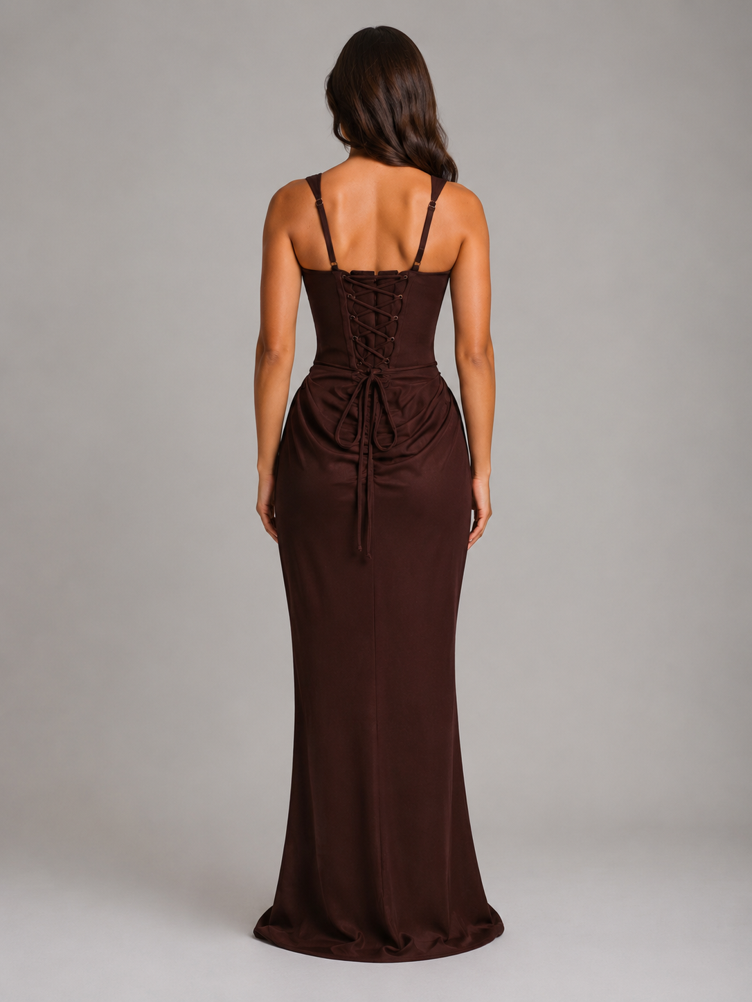 Diana | Women's Square-Neck Draped Corset Maxi Dress