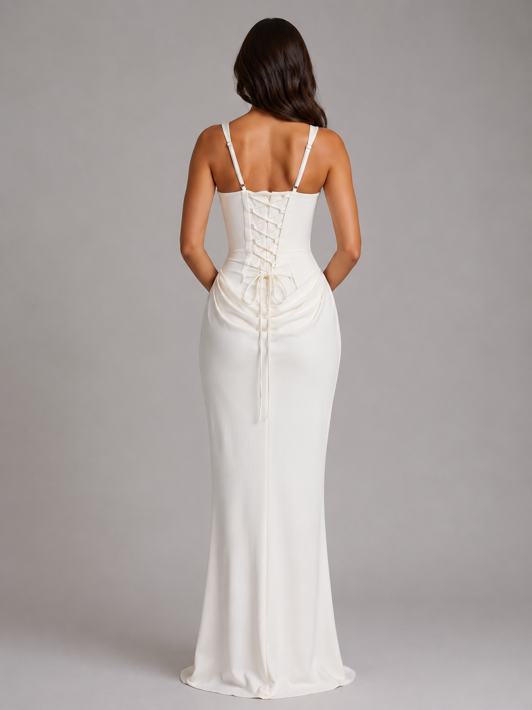 Diana | Women's Square-Neck Draped Corset Maxi Dress