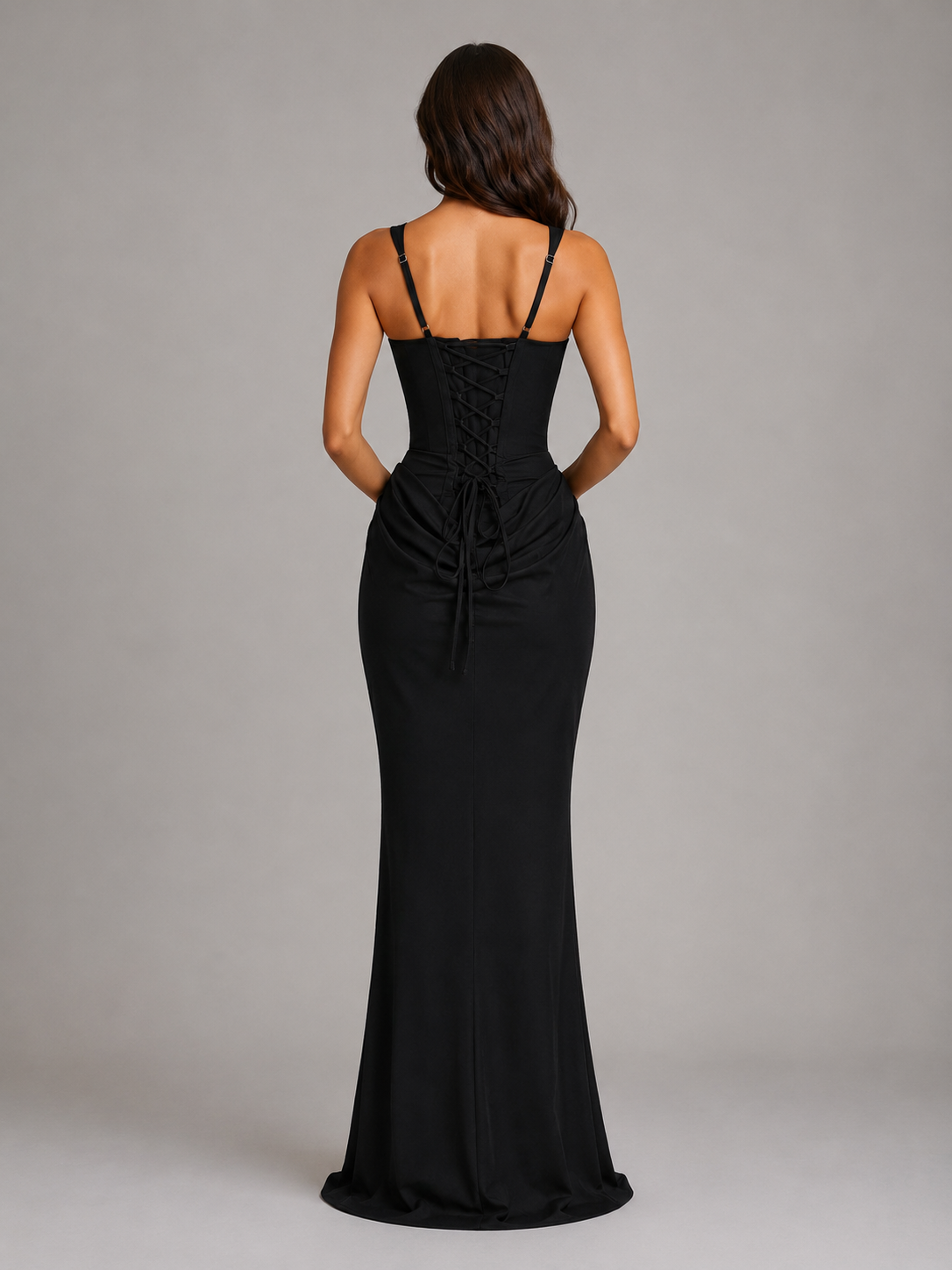 Diana | Women's Square-Neck Draped Corset Maxi Dress