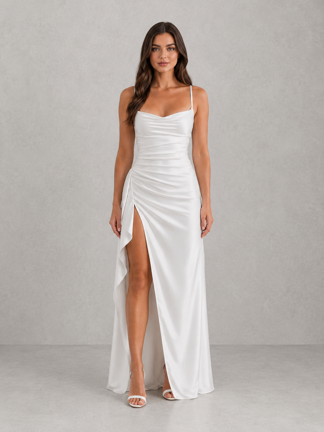 Lucetta | Women's Ruched Draped Maxi Evening Dress — product image 1
