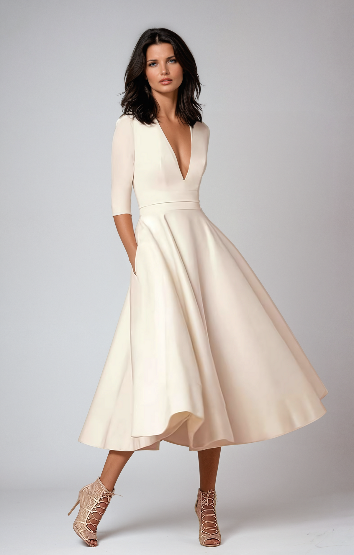 Marcella | Women's Retro-Inspired A-Line Midi Dress
