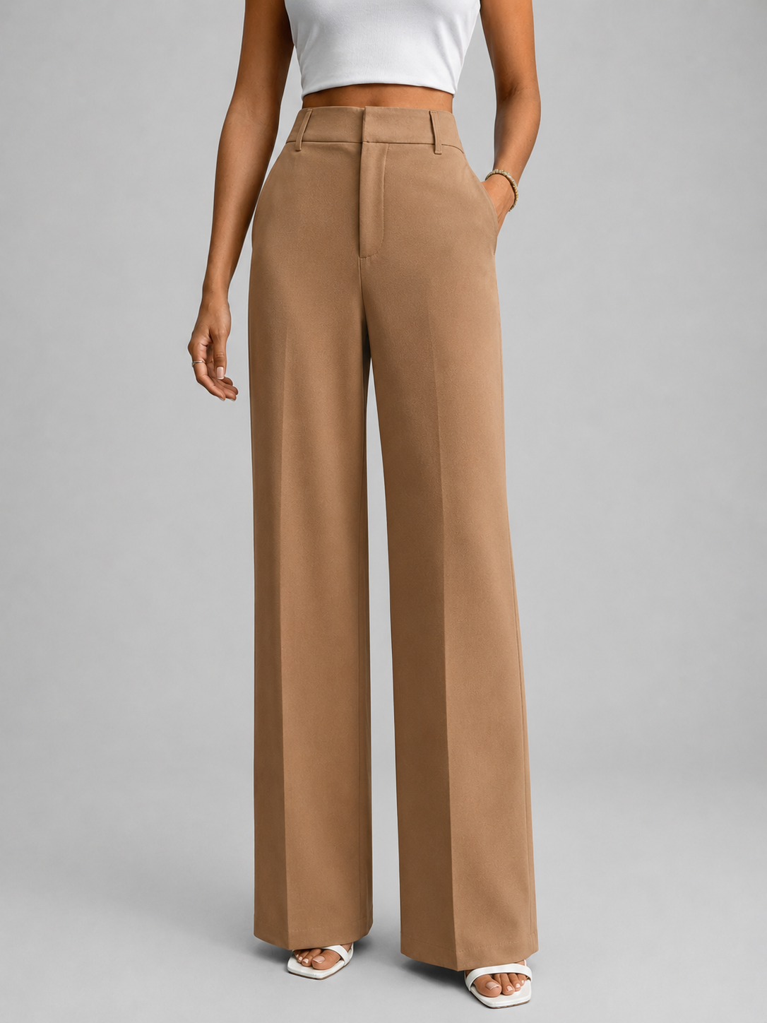 Celina | Women's High-Rise Pleated Wide-Leg Trousers — product image 1
