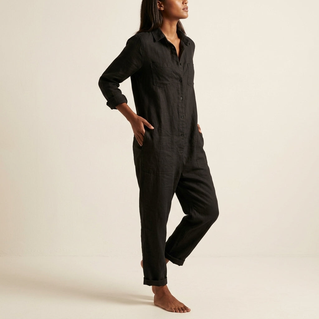 Rowena | Women's Relaxed Button-Front Jumpsuit — product image 4