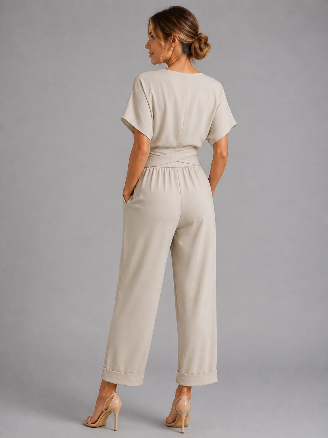 Simone | Women's Wrap-Front Top & Cropped Trouser Set — product image 3