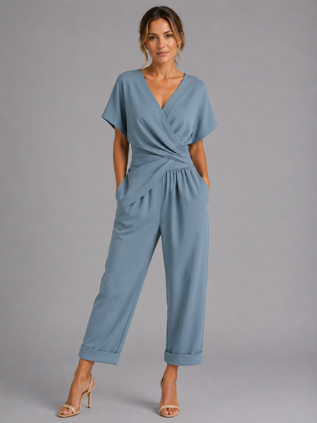 Simone | Women's Wrap-Front Top & Cropped Trouser Set — product image 4