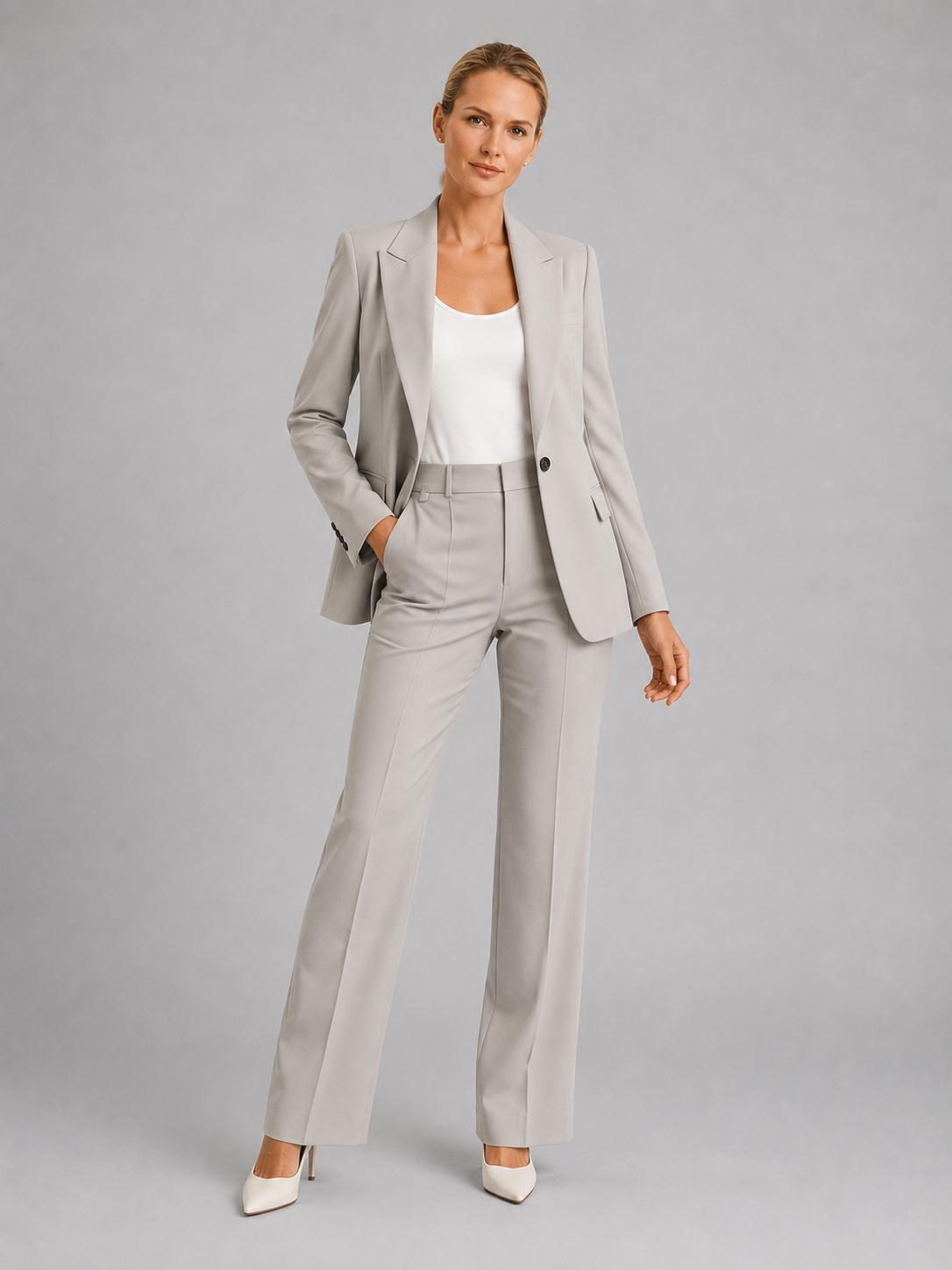 Verena | Women's Single-Button Blazer & High-Waist Pants Set — product image 4