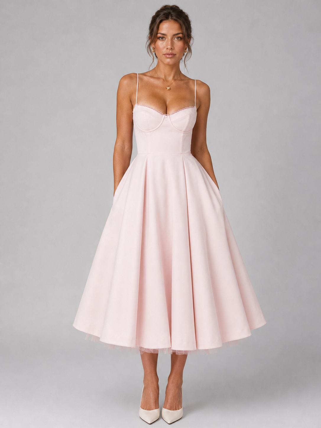 Natalia | Women's Sweetheart Corset-Bodice Full Midi Dress