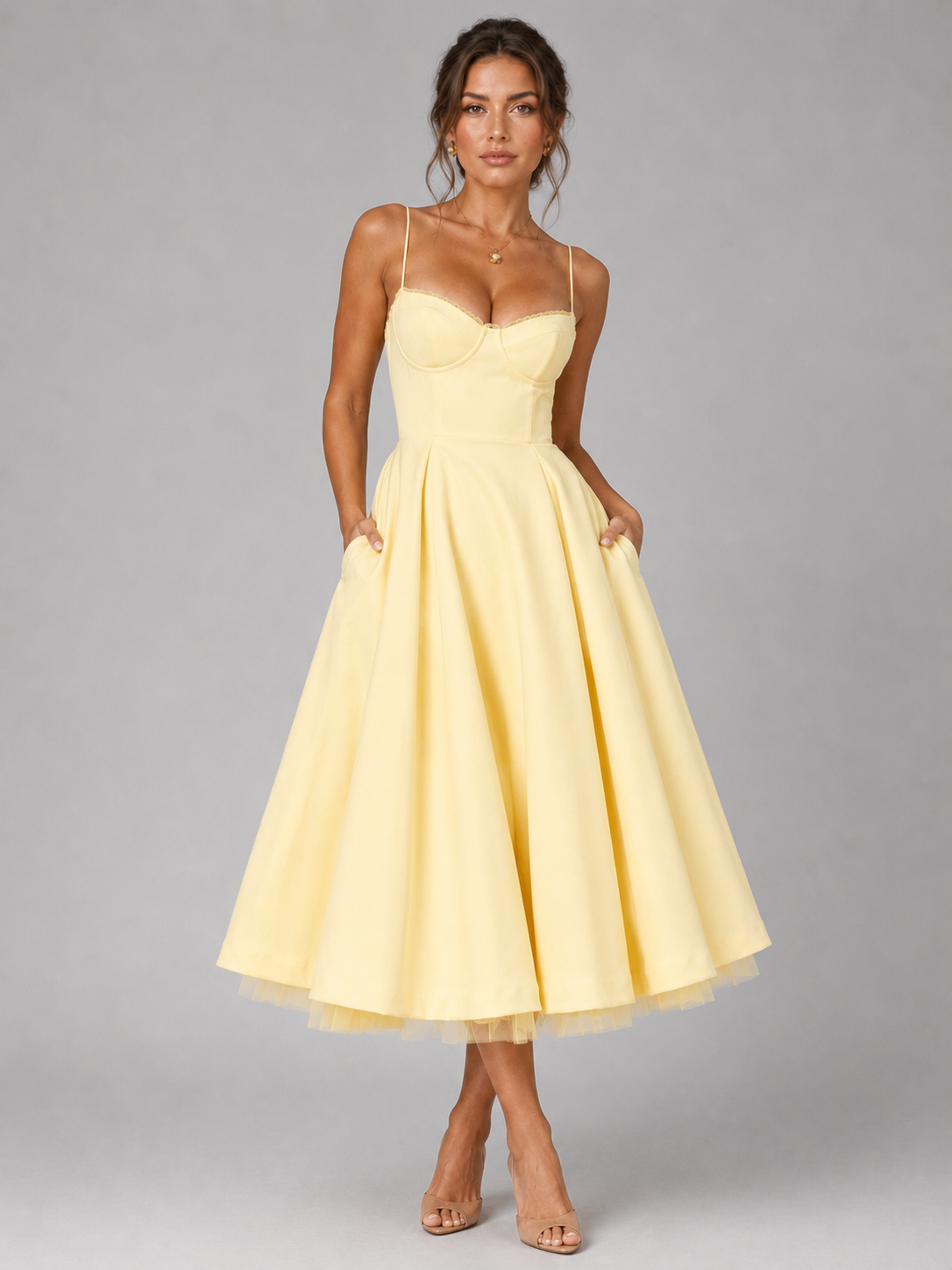 Natalia | Women's Sweetheart Corset-Bodice Full Midi Dress