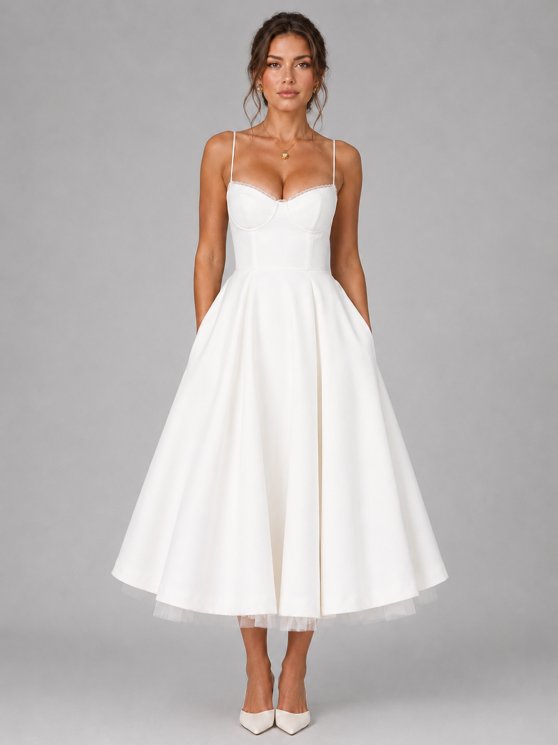 Natalia | Women's Sweetheart Corset-Bodice Full Midi Dress