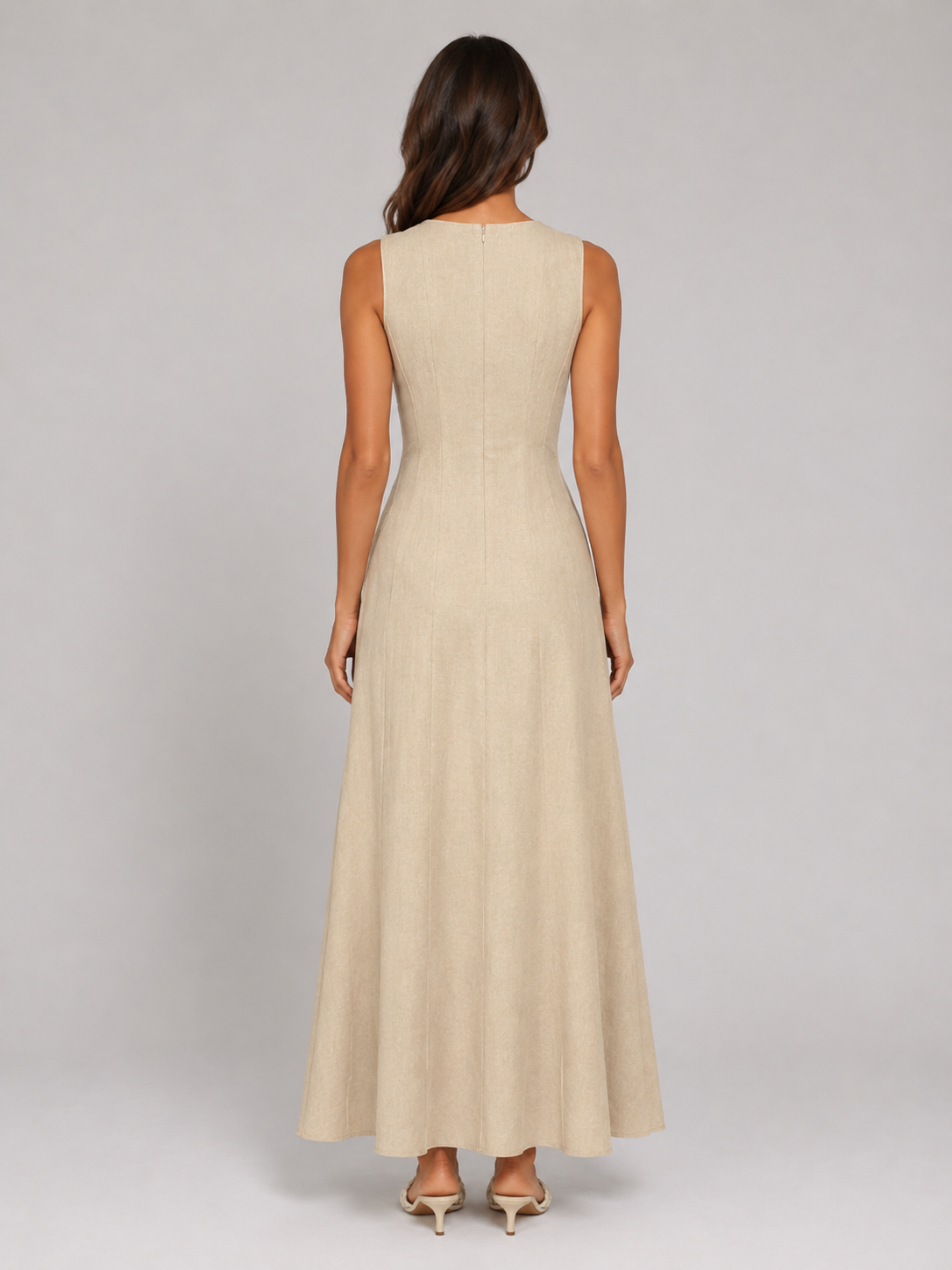 Maribel | Women's Ruched Sleeveless A-Line Maxi Dress