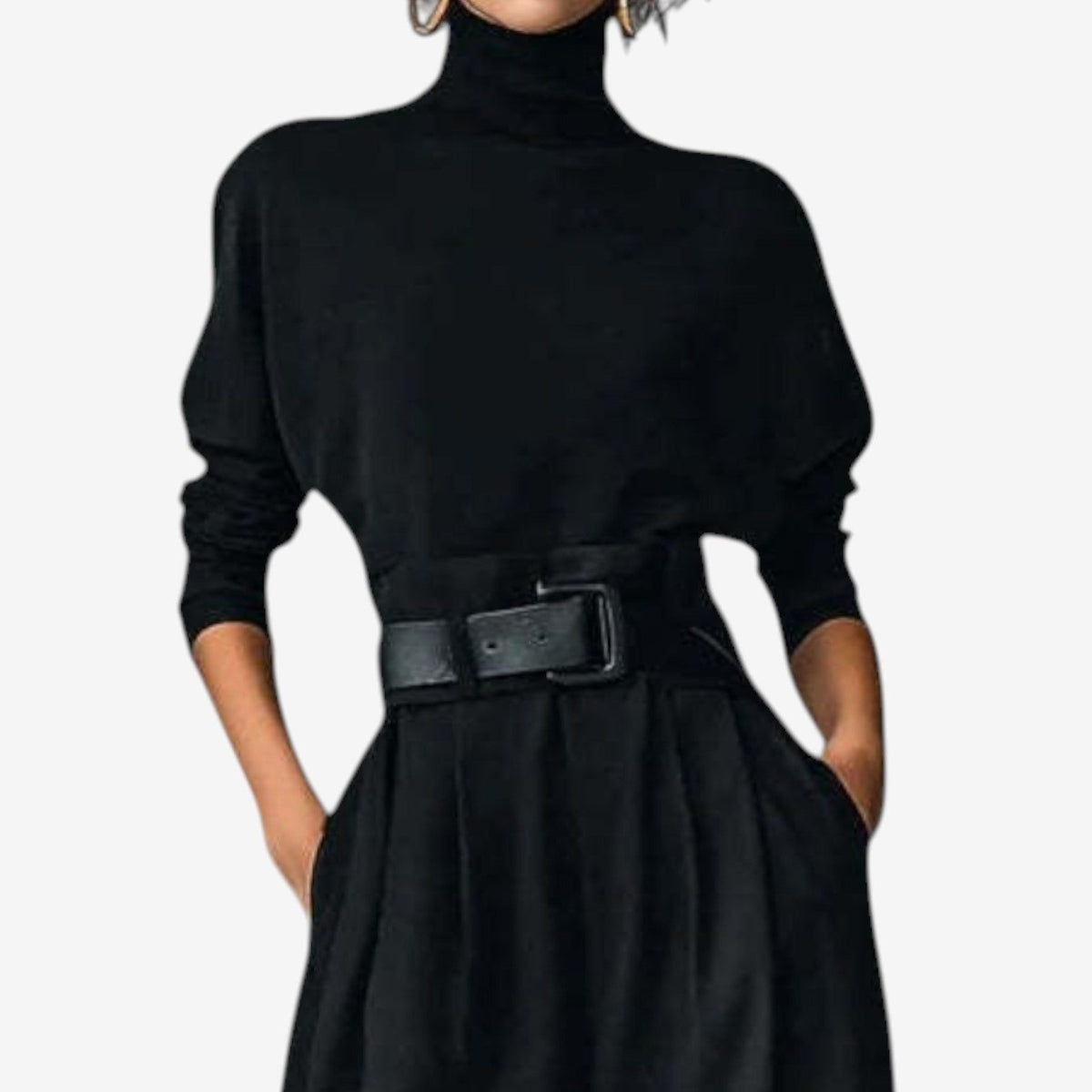 Erica | Women's Wide Leg Jumpsuit with Roll Neck and Belt