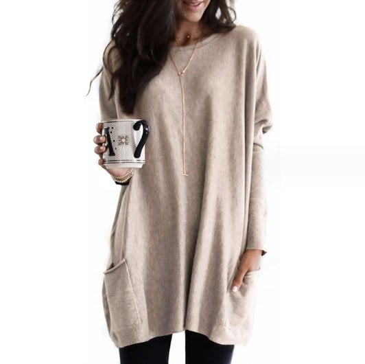Women's Relaxed Longline Pocket Tunic Top