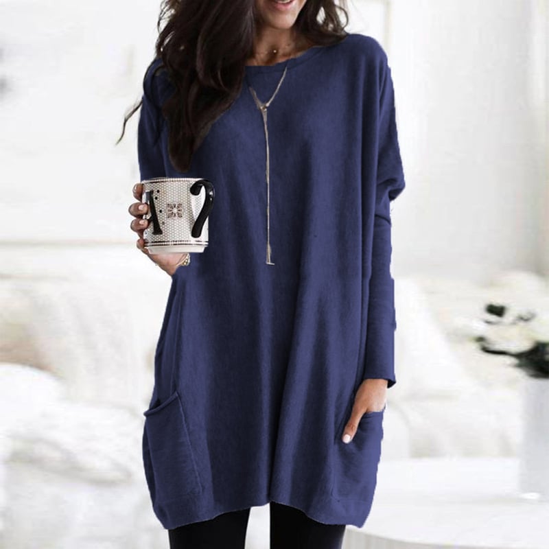 Women's Relaxed Longline Pocket Tunic Top