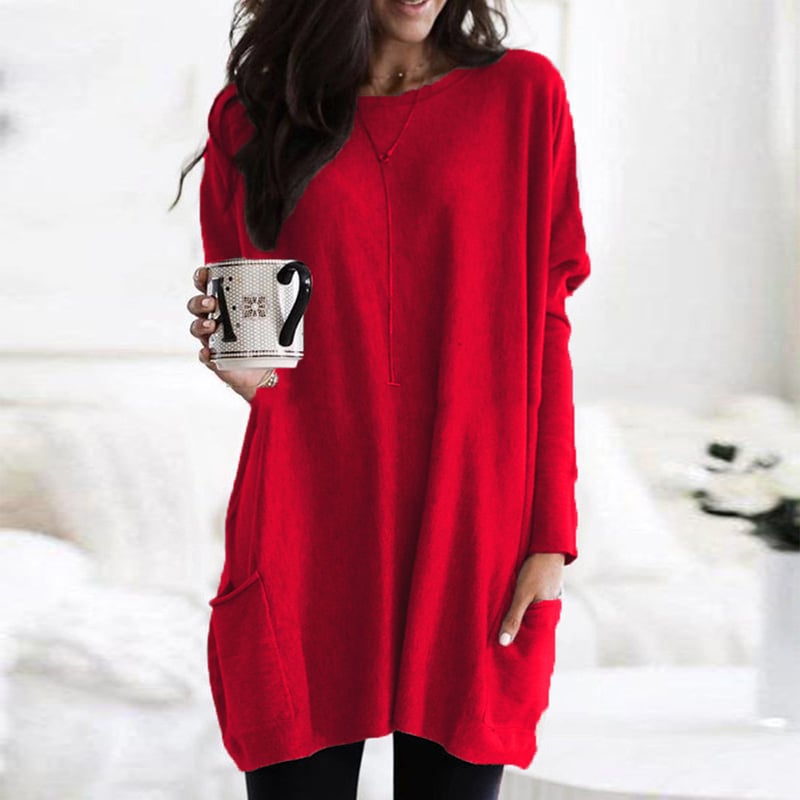 Women's Relaxed Longline Pocket Tunic Top