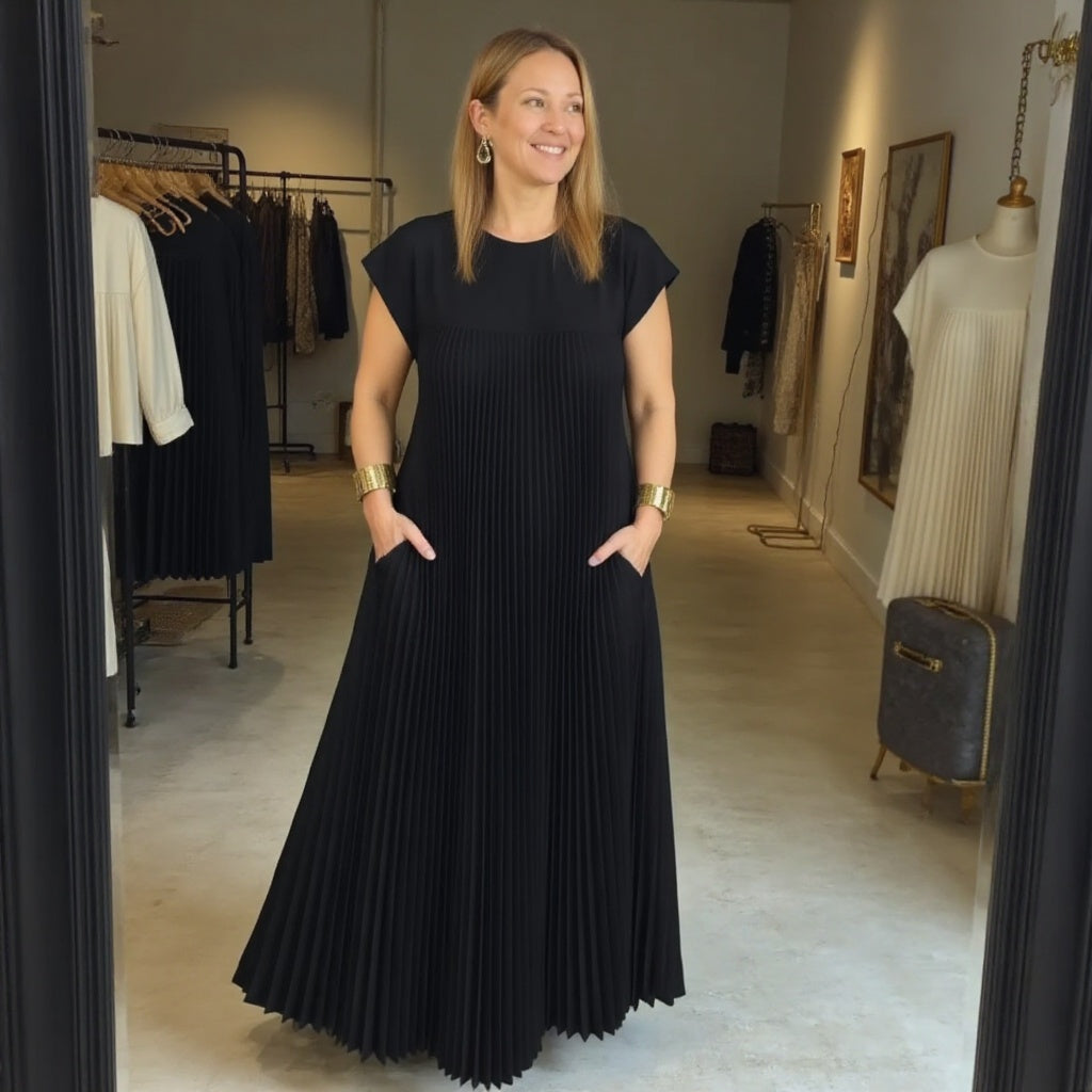 Women's Flowy Pleated Maxi Dress
