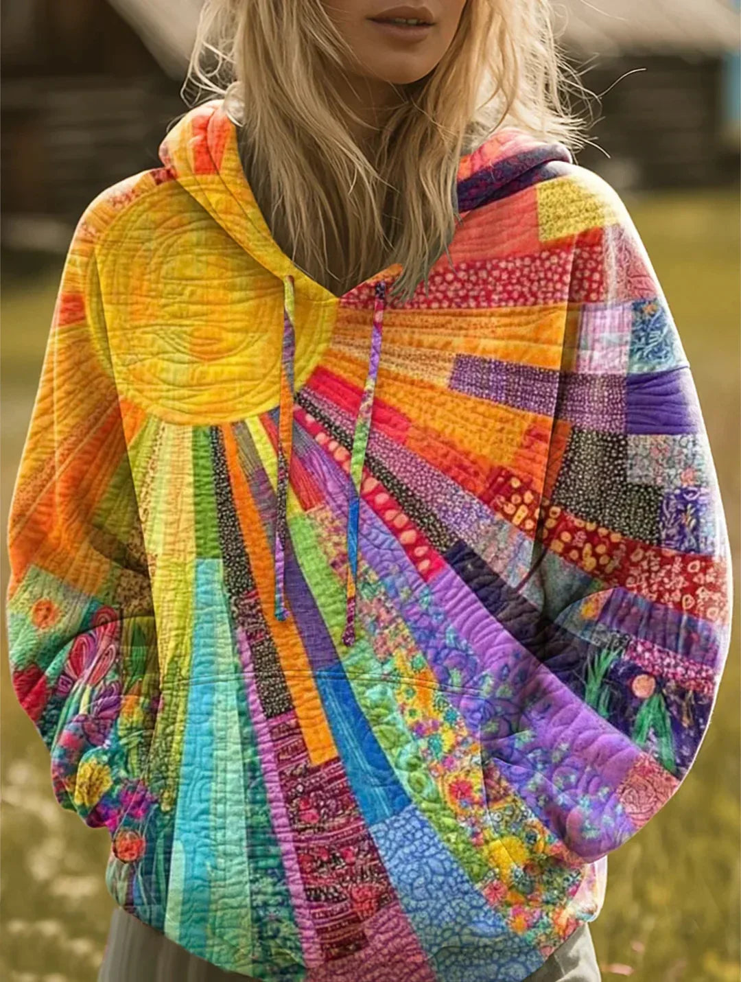 Piper | Women's Colorful Patchwork Bohemian Hoodie product photo 1