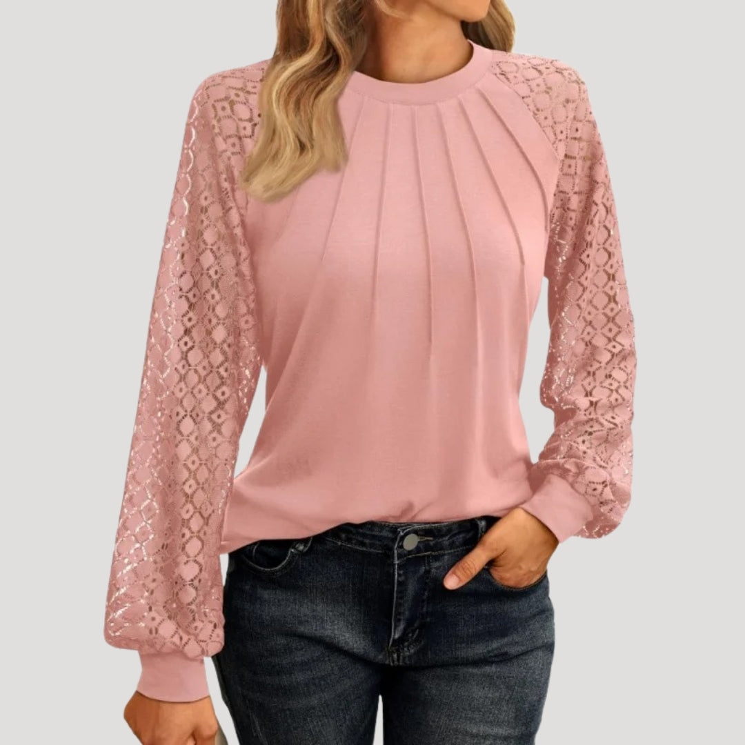 Women's Round Neck Lace Sleeve Blouse