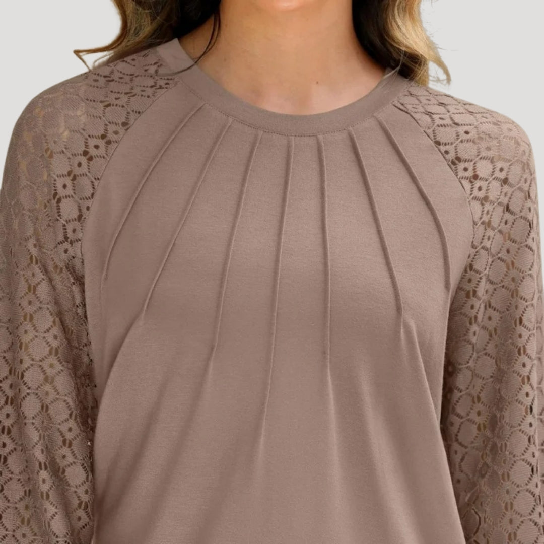 Women's Round Neck Lace Sleeve Blouse