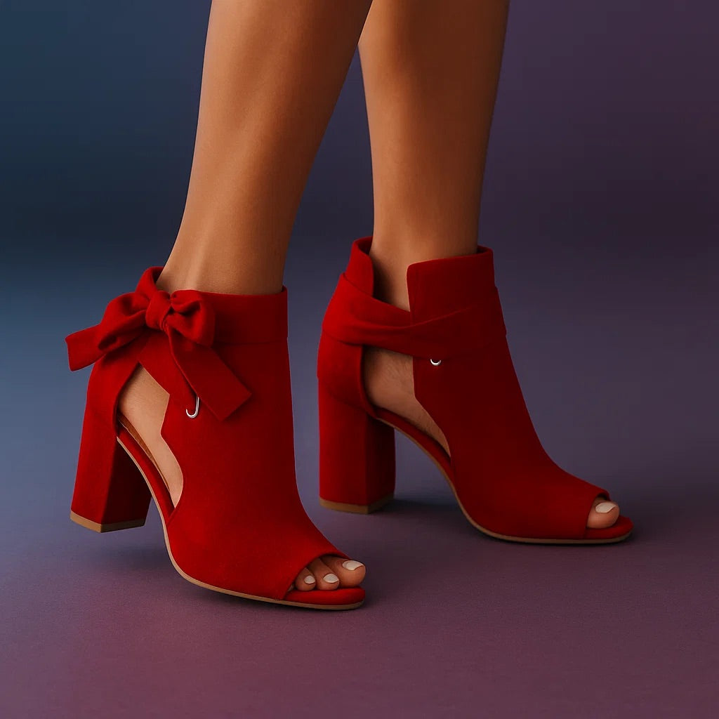 Isadora | Women's Elegant Open-Toe Ribbon Heels product view