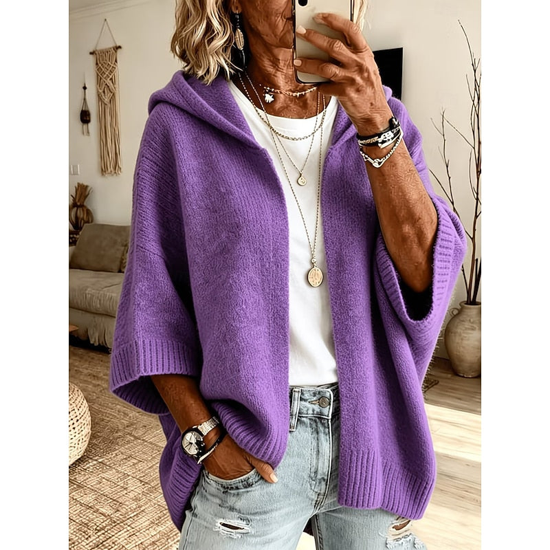 Rosamund | Women's Hooded Open-Front Knit Cardigan