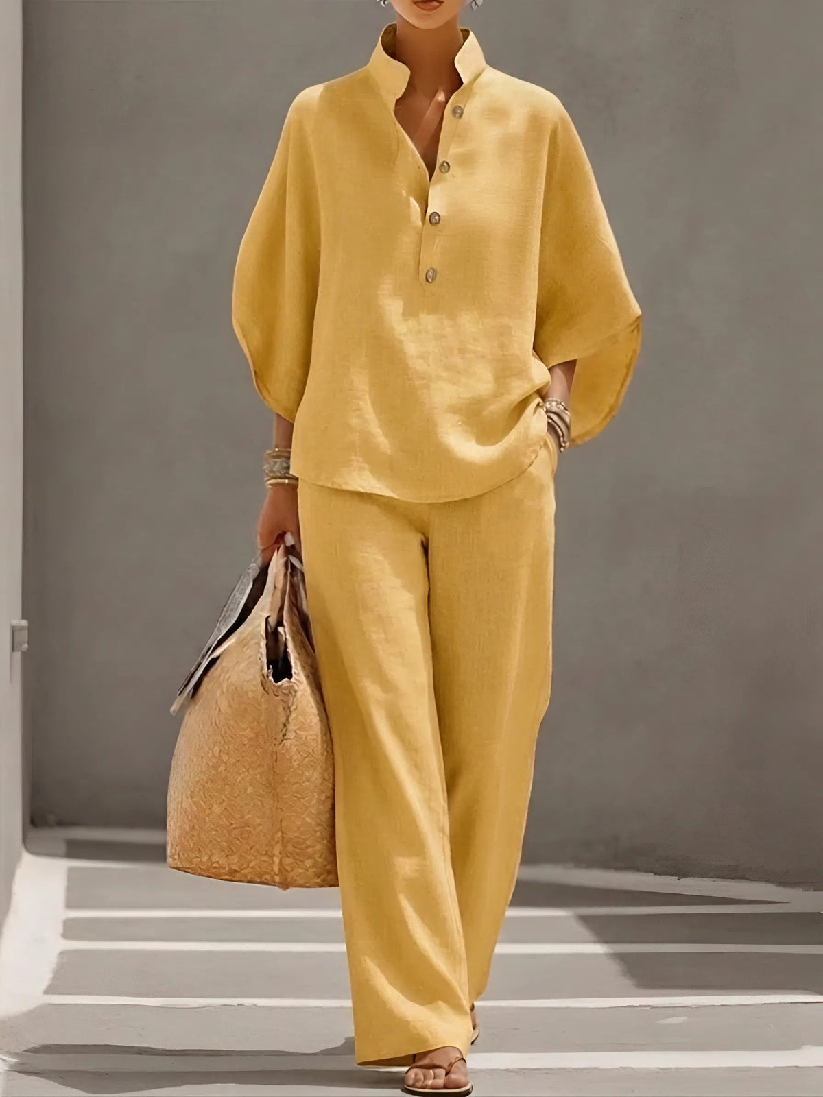 Coordinated collared wide-leg two-piece set, product image 7