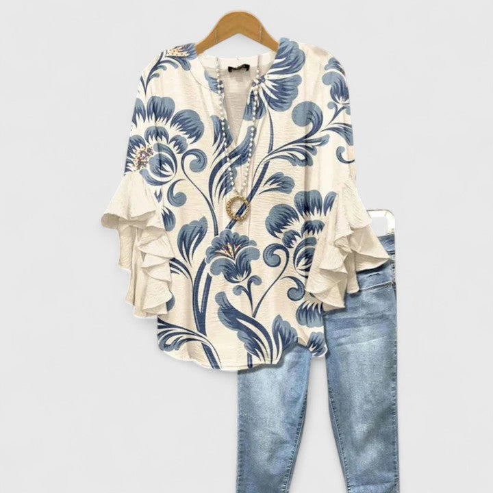 Eliza floral ruffle-sleeve blouse image 1