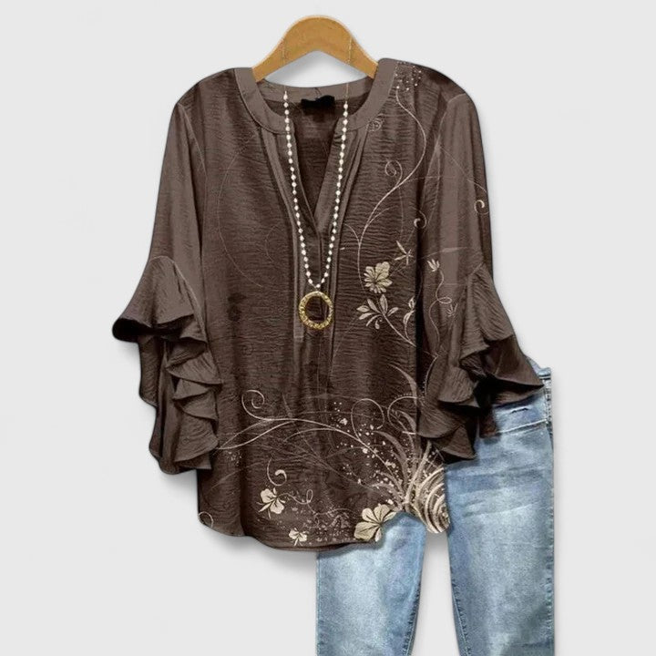 Eliza floral ruffle-sleeve blouse image 4