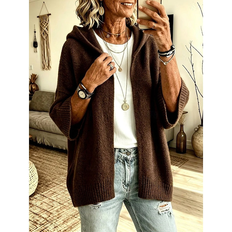 Rosamund | Women's Hooded Open-Front Knit Cardigan